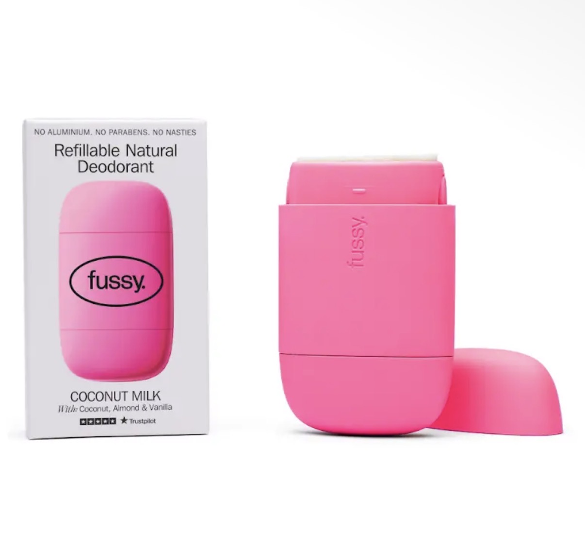 Fussy case · Coconut Milk packaging pictured
